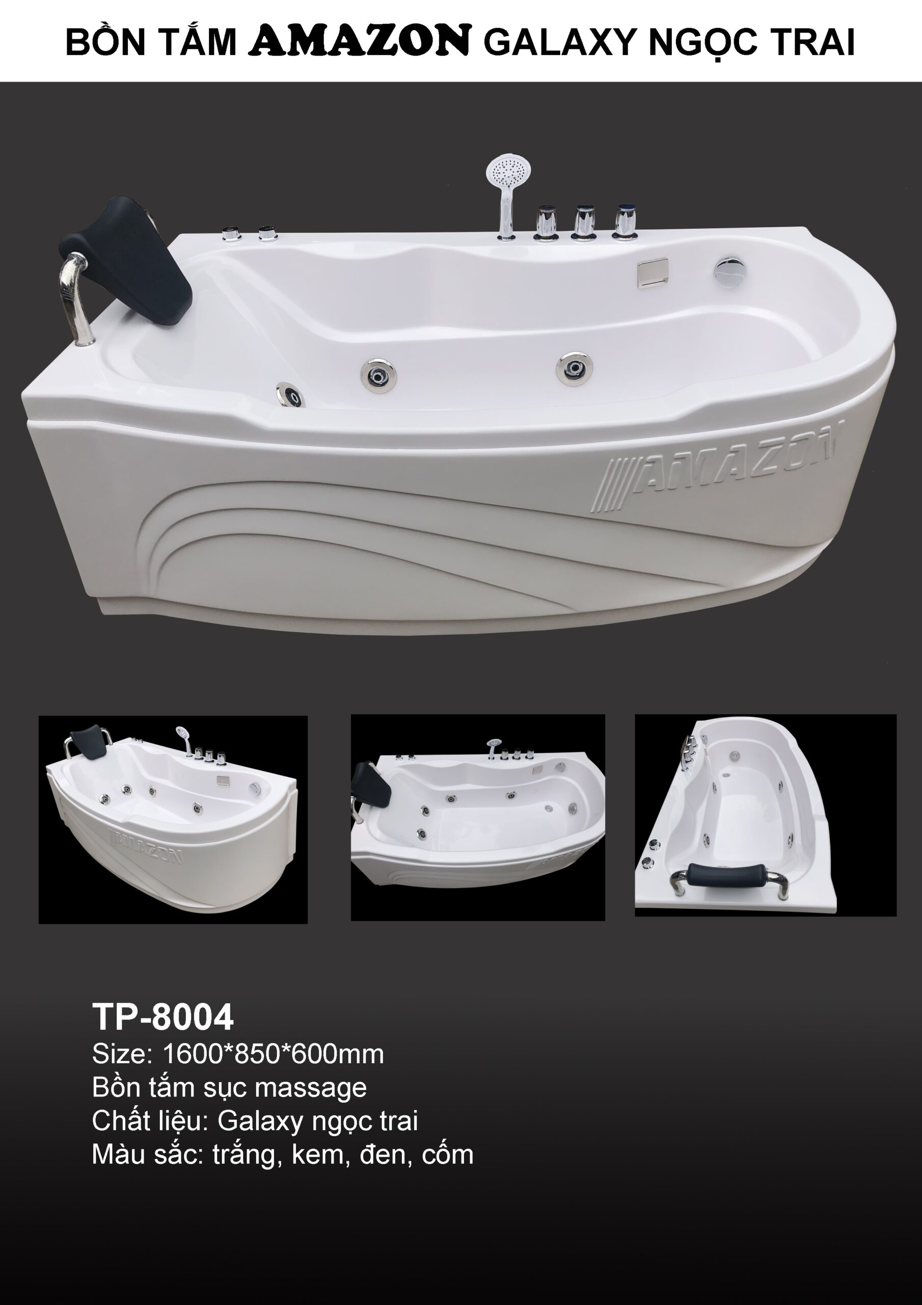 Bồn tắm Amazon mã TP-8004 massage hình quả xoài