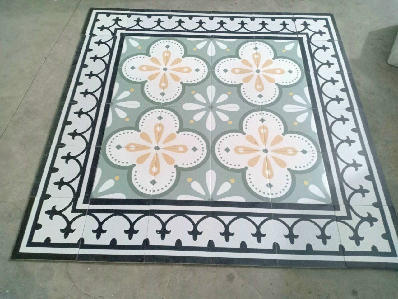 Gạch bông men màu xanh kích thước 20×20 mã 271