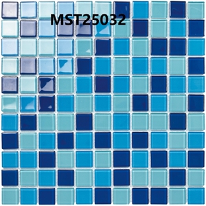 Gạch Mosaic Thủy Tinh Trộn 3 Màu Xanh Ngọc MST25032