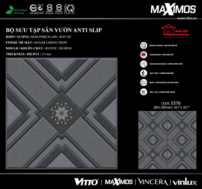 Gạch Ốp Lát Sân Vườn Ceramic 50×50 Mã 5376