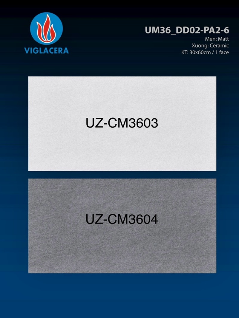 Gạch ốp lát Viglacera UZ-CM3603, UZ-CM3604 Gạch ceramic men matt vân đá 30×60 cao cấp