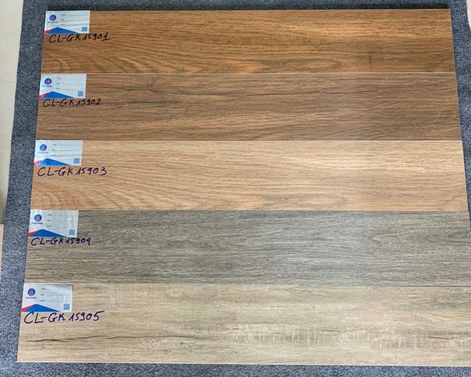Gạch thẻ gỗ Viglacera 15×90 mã ClGk 15901-15902-15903-15094-15905