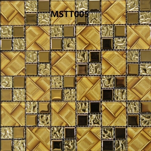 Gạch Thủy Tinh Tĩnh Điện Vàng Hạt To Nhỏ Mosaic MSTT005