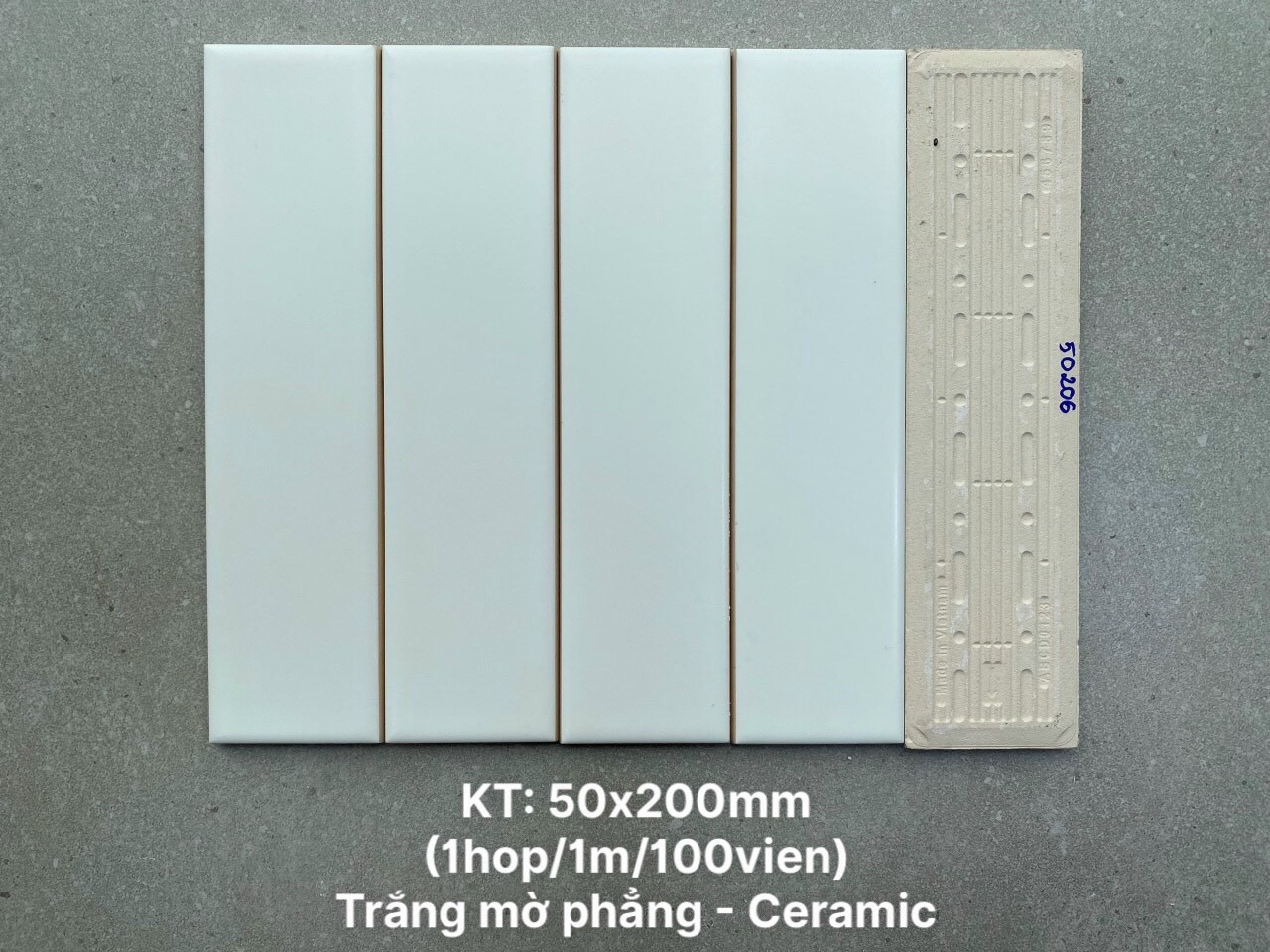 Gạch Trang Trí KT 50x200mm mã 50206 màu trắng