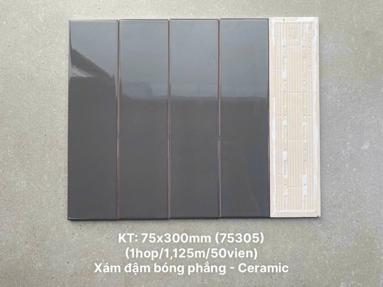 Gạch Trang Trí KT 75x300mm 75305 màu xám đậm