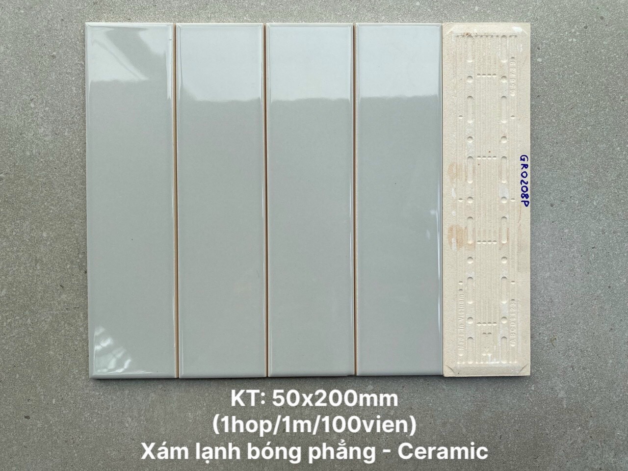 Gạch Trang Trí KT 50x200mm mã GR0208P màu xám lạnh