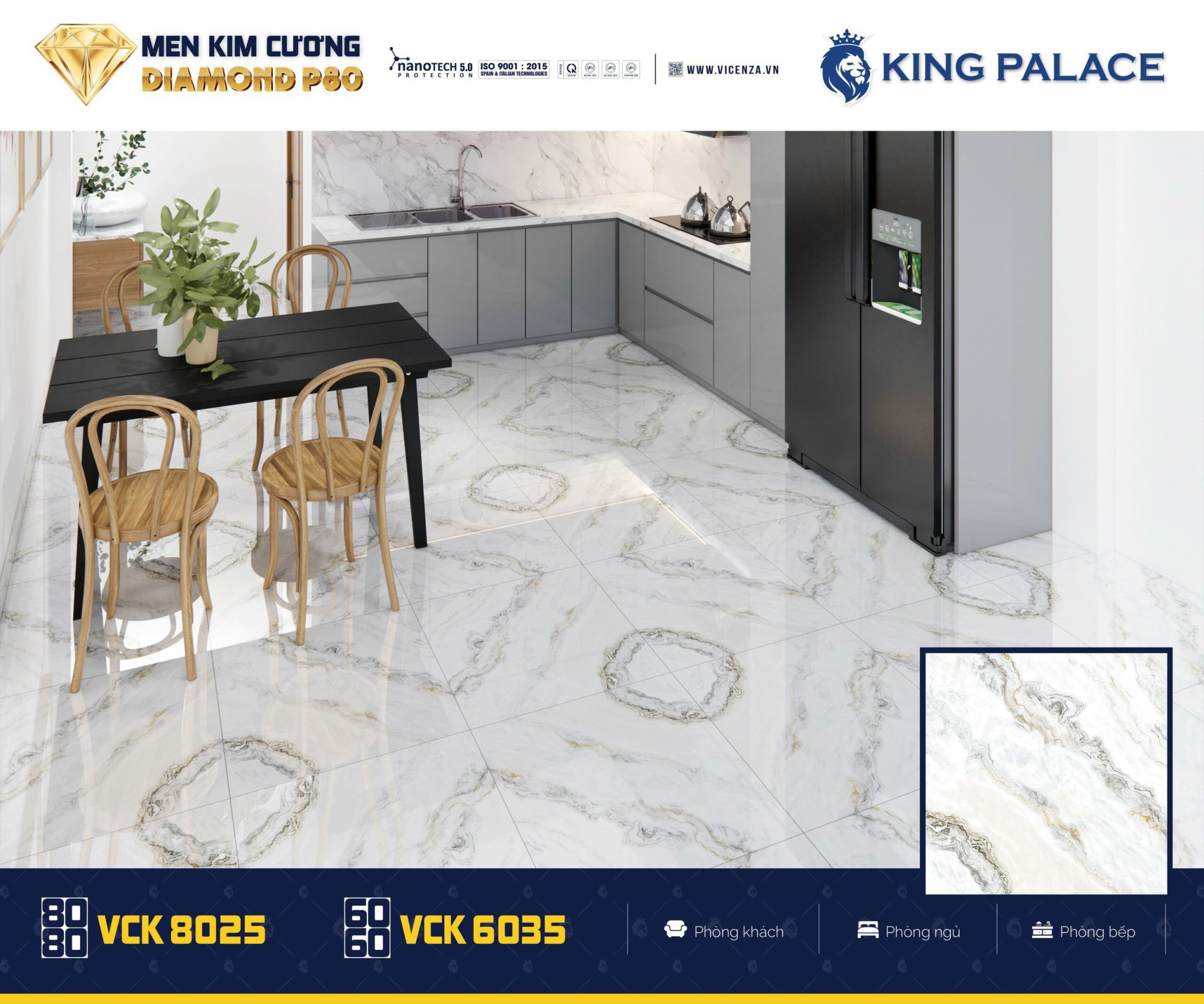 Gạch lát nền Vicenza kích thước 60×60 mã VCK 6035