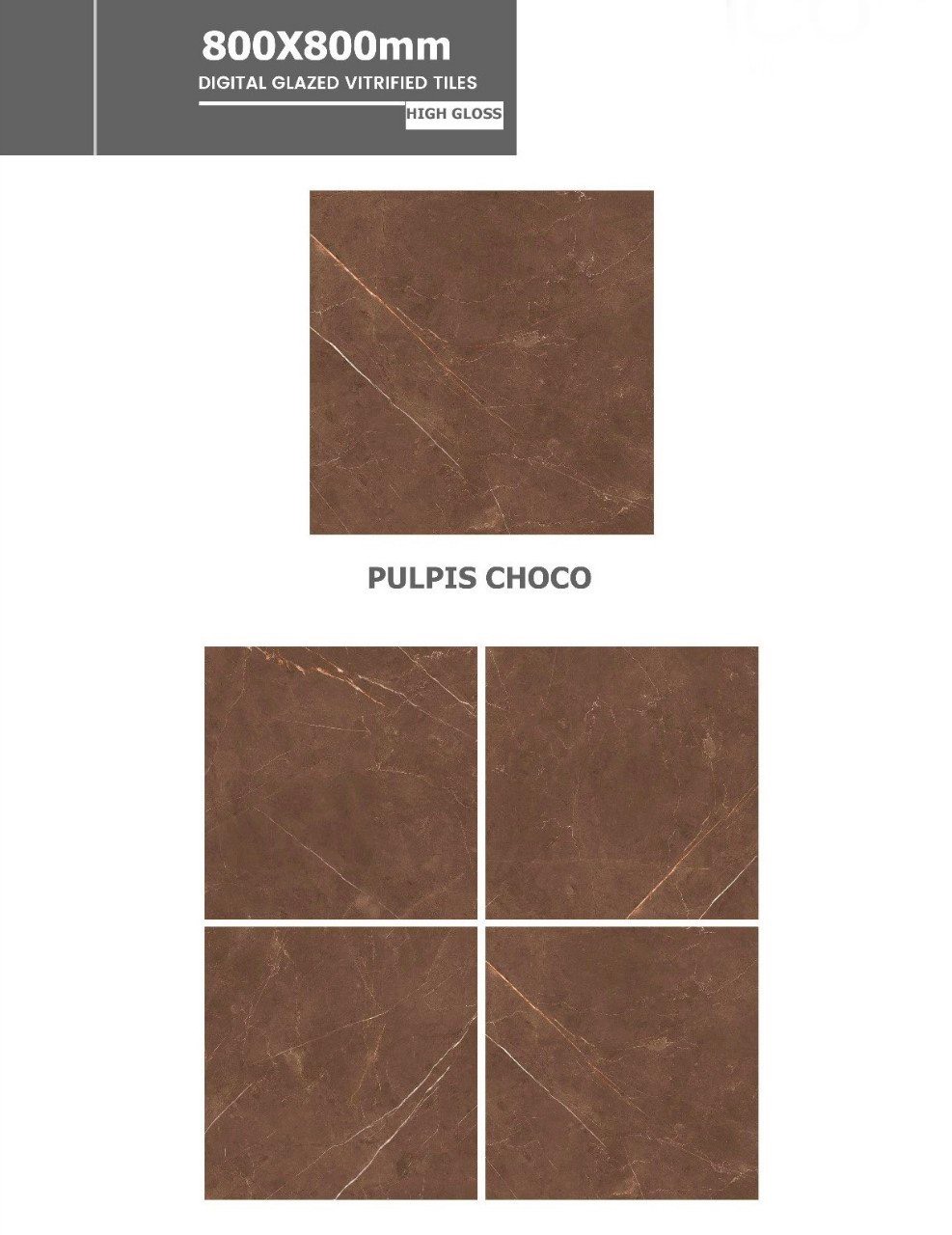 Gạch lát 80×80 Ấn Độ ADD nâu socola vân Pulpis choco