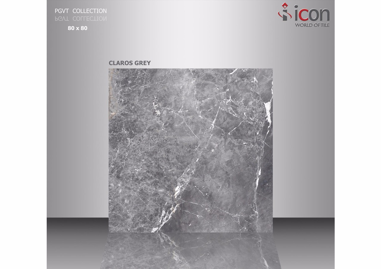Gạch lát 80×80 Ấn Độ ADD màu xám vân đá vỡ claros grey